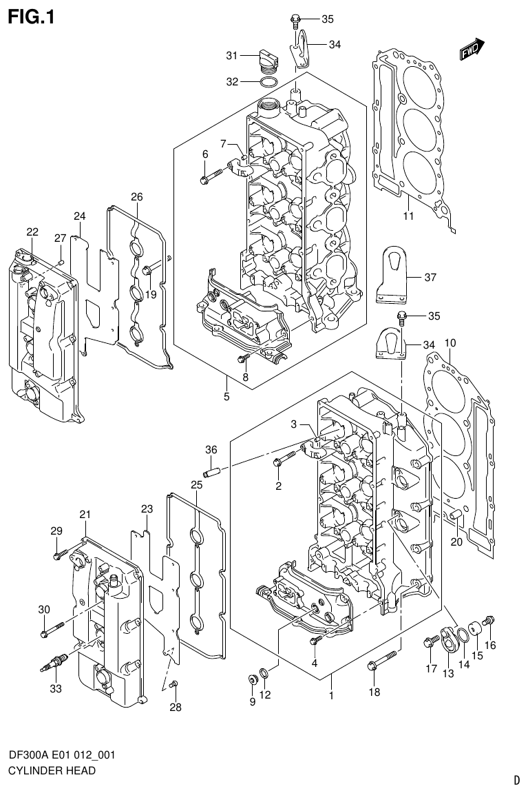 Suzuki DF300AP CYLINDER HEAD parts diagram